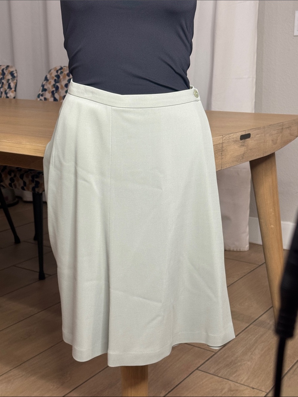 Vintage Giorgio Armani Skirt IT 46 Sage Green A Line Midi Made Italy